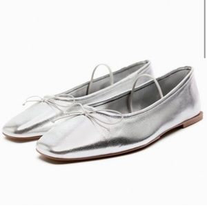 Zara Silver Ballet Flats